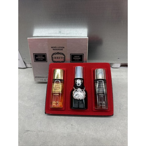 Vintage Box Set Faberge Men's Lotion Cologne - NEW IN BOX - Woodhue & Aphrodisia